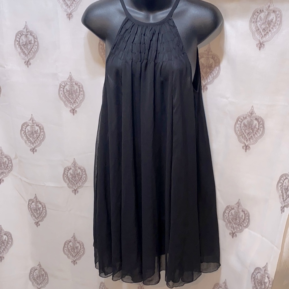 H&M BLACK CHIFFON/POLYESTER SLEEVELESS DRESS SCOOP NE K SZ XS/S